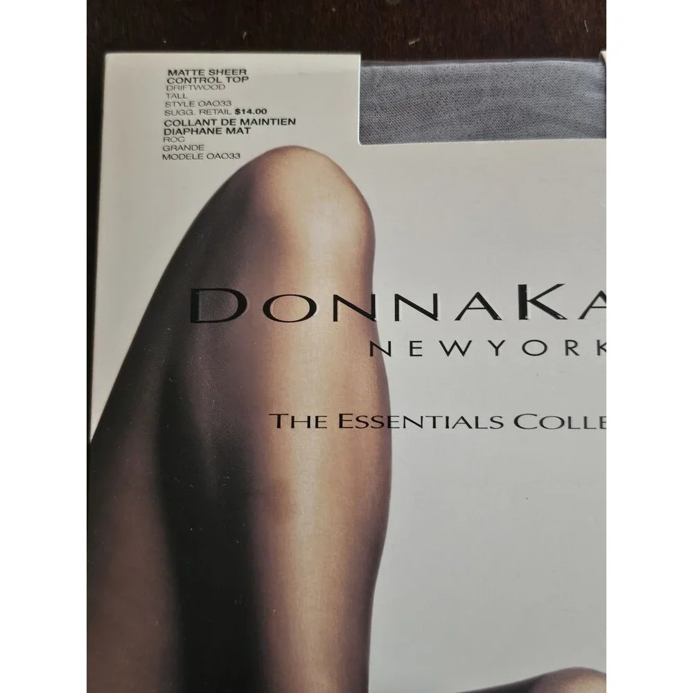 Donna Karan New York Matte Sheer Control Top Pantyhose Tall Driftwood OA033 NIP